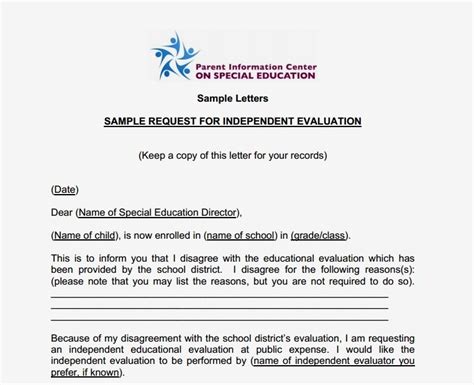 sample request   independent evaluation  public expense