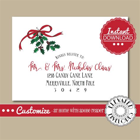 editable christmas envelope template templett christmas etsy