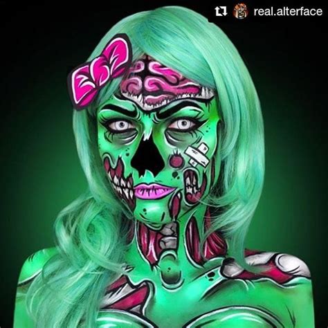 Pop Art Zombie Halloween Makeup Body Painting Art Idea