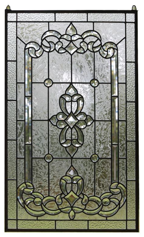 All Clear Stained Glass Beveled Window Panel 20 X 34 25 Victorian
