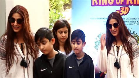 Hot Sonali Bendre With Son And Husband At Special Screening Of Film