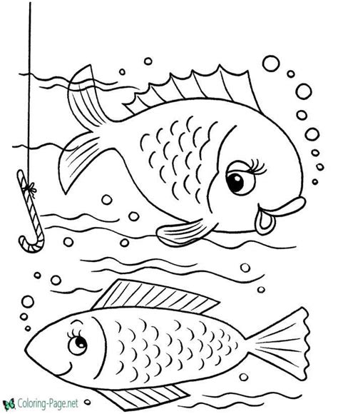 fish coloring pages  fish hook