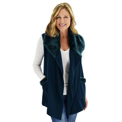 le moda womens trimmed fleece vest fashionable solid color long fleece vest walmartcom