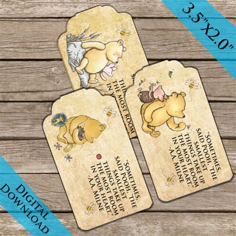 winnie  pooh gift tags digital  printable