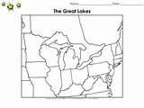 Lake Coloring Lakes Map Great States Blank Huron Bordering Michigan Illinois Minnesota Indiana Wisconsin Virtue Ohio King Erie Designlooter Pennsylvania sketch template