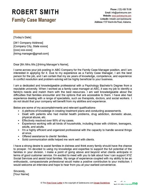 family case manager cover letter examples qwikresume