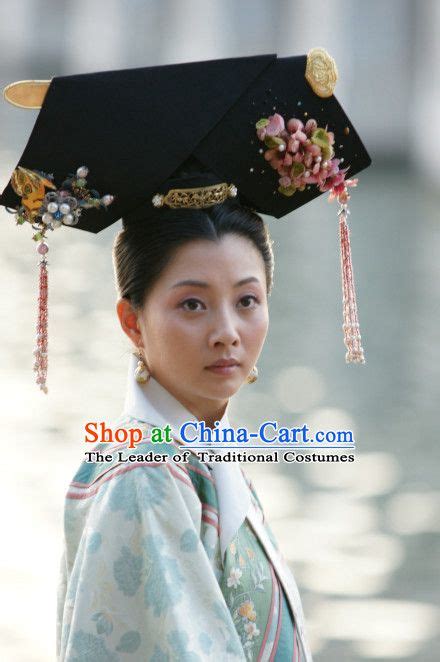 qing dynasty traditional chinese imperial palace traditional lady hat headwear headgear hair
