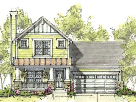 narrow lot style house plan    bed  bath  car garage cottage style house plans