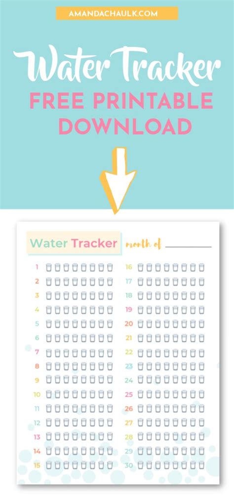 printable water tracker water tracker printable blog planner