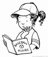 Coloring Baseball Reading Books Pages Activities Girl Sheets Book Color Little Kids Rules Getcolorings Cute Softball Coloringpages101 Printable sketch template