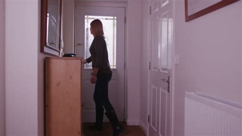young businesswoman opens hotel room door stock footage video
