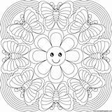 Mandalas Coloring Flowers Printable Pages Mandala Butterfly Rainbow Color Drawing Kb sketch template