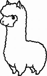 Coloring Pages Cute Printable Kids Alpaca Llama Cartoon Outline Animal sketch template