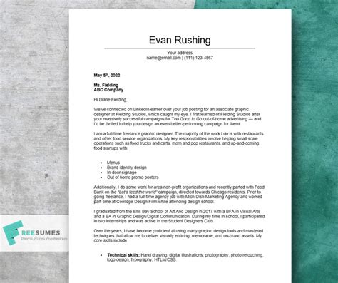 graphic design cover letter   writing tips freesumes