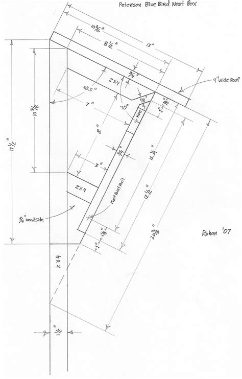 peterson bluebird nest box plans incorporate    length     mounting