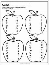 Lowercase Letters Match Uppercase Preschool Tracing Madebyteachers Draw Apples sketch template