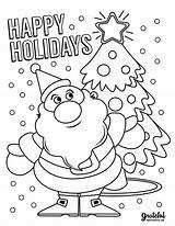 Coloring Christmas Pages Happy Santa Holidays Kids Claus Snowman sketch template
