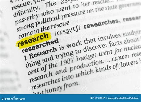 highlighted english word research   definition   dictionary