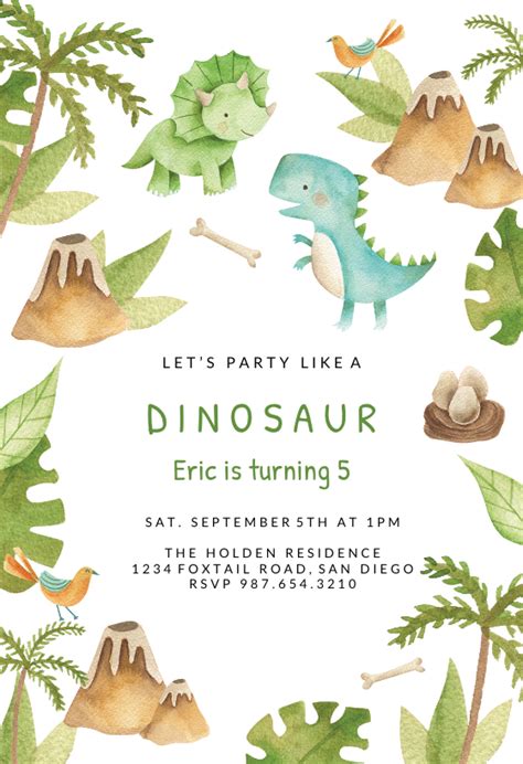 ideas   printable dinosaur birthday invitations