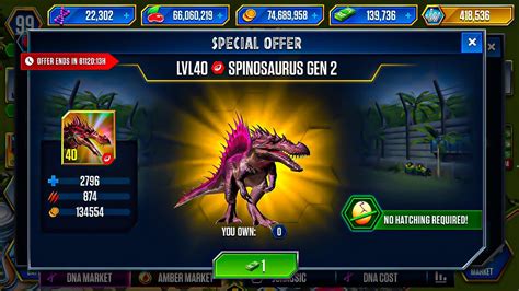 spent  cash   spinosaurus gen  level  jurassic world
