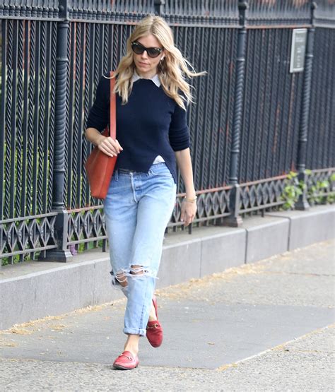 Sienna Miller Looks Casual Cool In Distressed Denim New