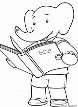 Coloring Babar Cartoon Little Pages Printable sketch template