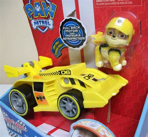 paw patrol rubble ready race rescue and go deluxe vehicle yellow pull