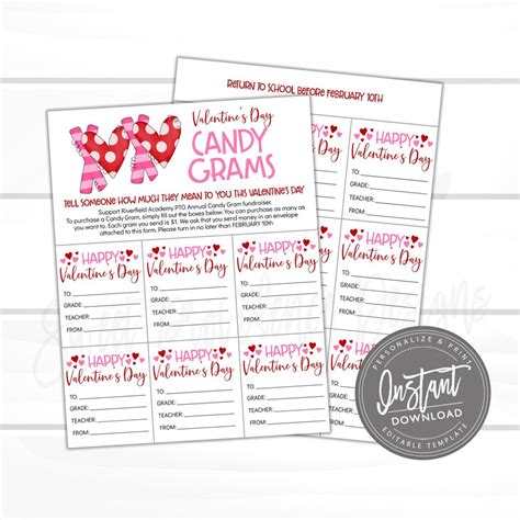 editable valentines day candy gram flyer sweet providence designs