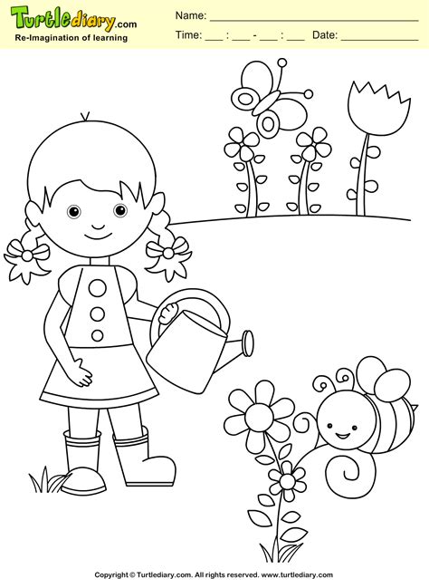 spring garden coloring page kids crafts coloring turtlediary