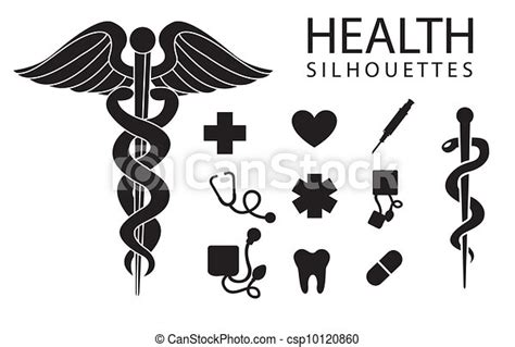 iconos de la salud siluetas de salud en blanco