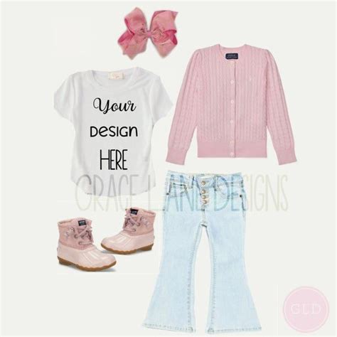 preppy png mock  digital  flat lay mockup children etsy