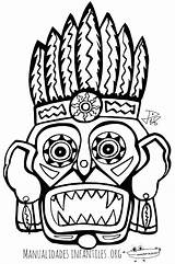 Mayan Mask Mascaras Mayas Cultura Masque Máscara Coloriage Indigenas Aztec Carnaval Mayans Aztecas Kimeltuwe sketch template