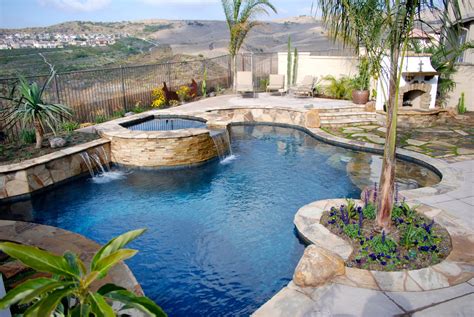 pool  raised spa stone veneer aquanetic custom pools  spas