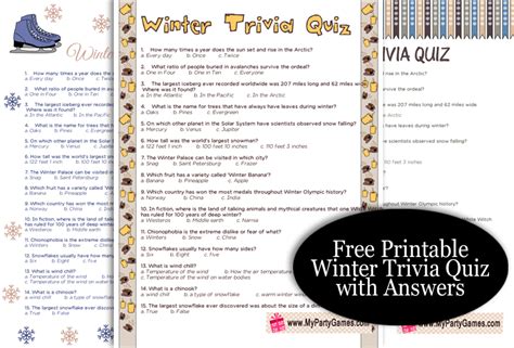 printable  trivia questions  answers  calendar printable