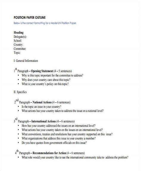 position paper outline template