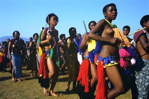 Zulu Girls Attend Umhlanga The Annual Reed Dance Festival Of Swaziland