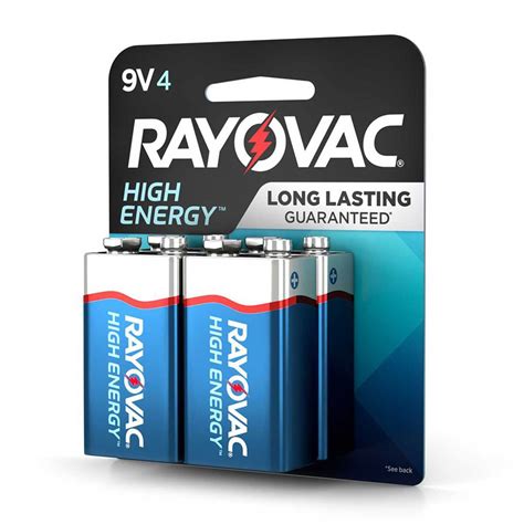 Rayovac 9v High Energy Alkaline Batteries 4 Pack Sportsmans Warehouse