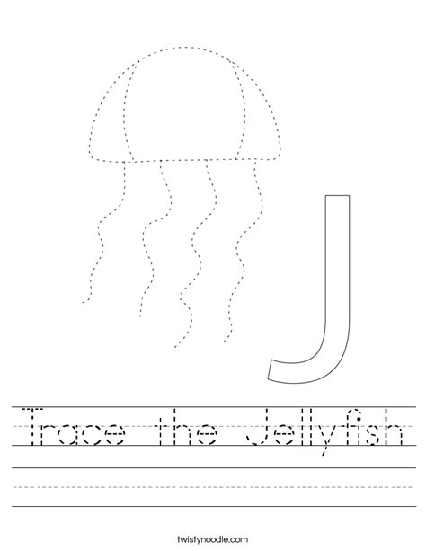 trace  jellyfish worksheet twisty noodle