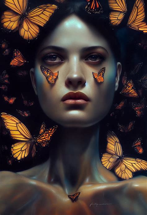 midjourney prompt woman dissolving  butterflies prompthero
