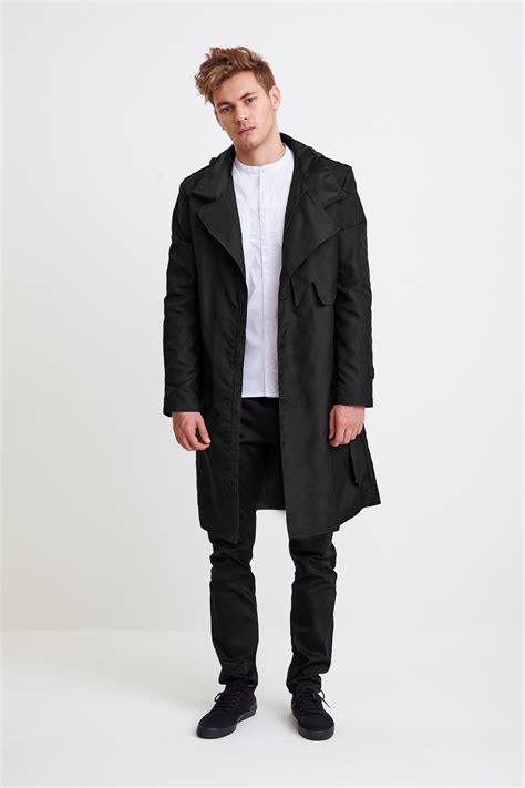 zipper trench coat black raincoat  men theraincoatcom