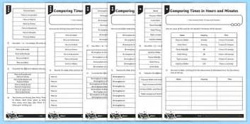 comparing times  hours  minutes differentiated worksheet worksheets