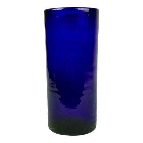 Hand Created Cobalt Blue Glass Cylinder Vase Chairish