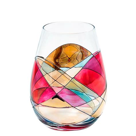 Sagrada Stemless Wine Glasses Hand Painted Stemless Wine Glasses