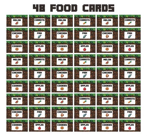 printable minecraft food labels printable word searches