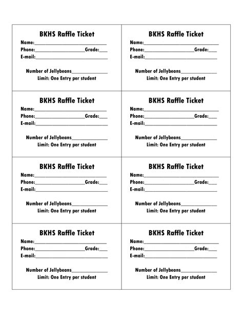 raffle ticket template excel addictionary