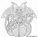 Coloring Halloween Adult Bat Zentangle Pages Printable Print Color sketch template