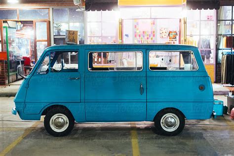 adorable vintage blue mini van  sale  stocksy contributor nemanja glumac stocksy