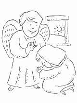 Mary Coloring Angel Pages Annunciation Joseph Gabriel Story Kids Visits Bible Children Sunday School Christmas Angels Colouring Visit Preschool Sheets sketch template