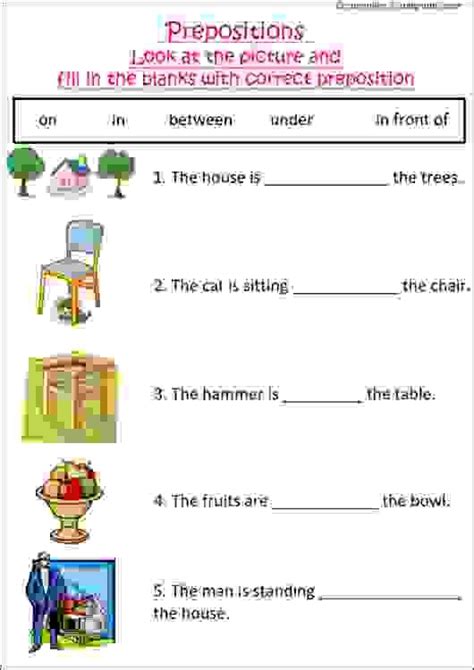 prepositions worksheet  preposition worksheets st grade worksheets