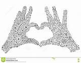 Coloring Heart Hands Two Forming Shape Sign Preview sketch template